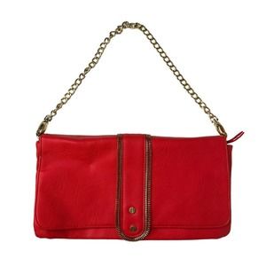 NEW Olivia & Joy Purse Handbag Clutch Gold Chain Strap Zipper Detail 13" x 7"